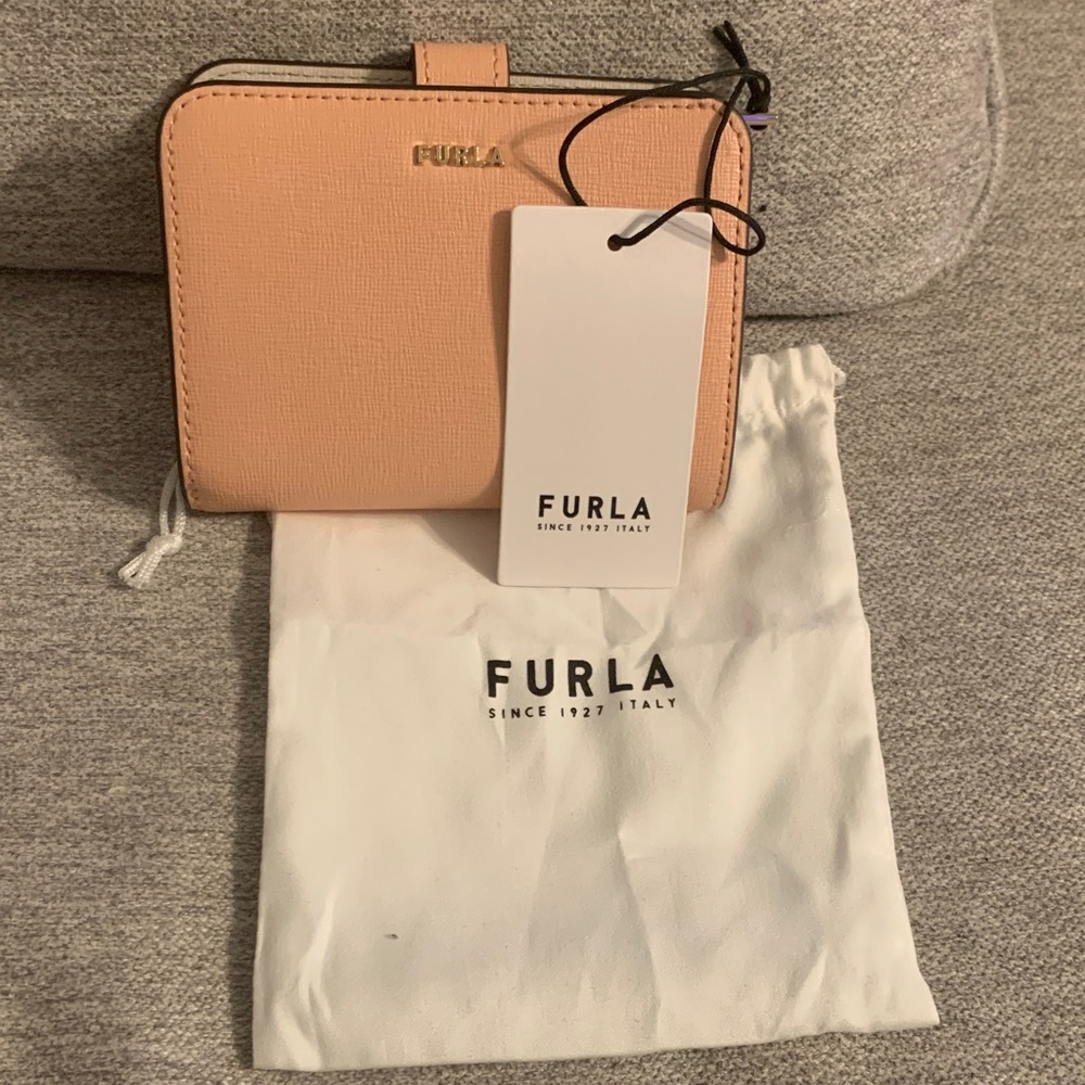 Furla Babylon Small Compact Peachy Blush Pink Saffiano Leather Wallet Italy 🇮🇹 - Picture 11 of 11